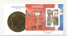 FDC, Premier Jour, CHARLES DE GAULLE, Madagascar ,repoblika Demokratika Malagasy,ANTANANARIVO,1990 , Frais Fr 1.65 E - Madagascar (1960-...)