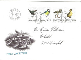 Norge Norway 1980 Birds, Eurasian Oystercatcher,Mallard, White-throated Dipper, Great Tit,  Mi  811-814, FDC - Briefe U. Dokumente