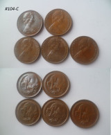 Vintage !  One Lot. Of 1970 To1981 -1 Cent X 5 Pcs.  AUSTRALIA Queen Elizabeth II QE II Coin (#104C) - Andere & Zonder Classificatie