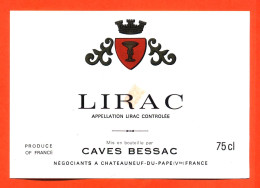 Etiquette Neuve De Vin Cote Du Rhone Lirac Caves Bessac à Chateauneuf Du Pape - 75 Cl - Côtes Du Rhône