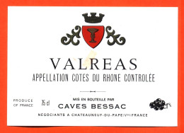 Etiquette Neuve De Vin Cote Du Rhone Valréas Caves Bessac à Chateauneuf Du Pape - 75 Cl - Côtes Du Rhône