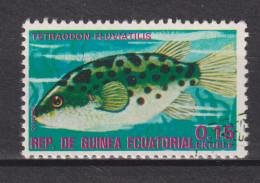 1975 Äquatorial-Guinea, Mi:GQ 690, Yt:GQ  72-C,  Fishes (I) Exotic, Green Pufferfish (Tetraodon Fluviatilis) - Guinée Equatoriale