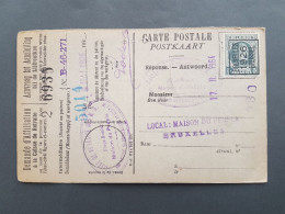 Typo 141A (Bruxelles 192 Brussel) Kaartje 'aansluiting Lijfrentekast' / Carte 'Demande D'Affiliation Caise De Retraite' - Tipo 1922-26 (Alberto I)