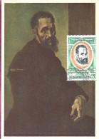 ROUMANIE - CARTE MAXIMUM - Yvert N° 2918 - AUTOPORTRAIT De MICHEL ANGE - EXPO PHILATELIQUE De RICCIONE - Cartoline Maximum