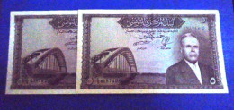 TUNISIA , P 59,  5 Dinar , ND 1958 , EF SUP , 2 Notes - Tunesien