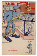 Carte Illustrateur Gervèse Pochoir Série Nos Marins N°48 Métiers De La Marine Française Mécanicien édi Raffaelli Toulon - Gervese, H.