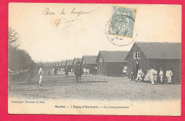 Cpa 72  Sarthe, Le Camp D'Auvours, Les Baraquements, Animée, Dos ècrit Et Simple Voir Scanne 1904 - Barracks