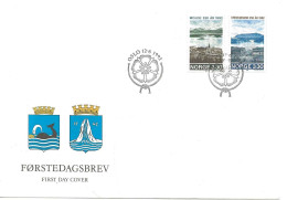 Norge Norway 1992   250th Anniversary Of The Cities Of Molde And Kristiansund  Mi 1098 - 1099 FDC - Brieven En Documenten