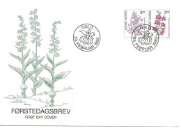 Norway Norge 1990 Flowers: Orcids, Mi 1040-1041 FDC - Covers & Documents