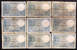 FRANCIA France 10 Francs 1932 X 2 + 1939 X 6 + 1940 X 5 Tutti Con Date Diverse  LOTTO 1705 - 10 F 1916-1942 ''Minerve''