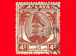 MALESIA - Malaya - SELANGOR - Usato - 1949 - Sultano Hisamuddin Alam Shah - 4 - Selangor