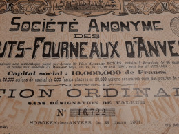 Société Anonyme Des Hauts-Fourneaux D'Anvers - Action Ordinaire - Hoboken-lez-Anvers Le 29 Mars 1901. - Industry