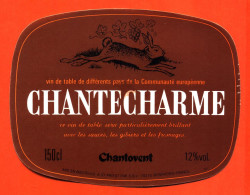 Etiquette Neuve De Vin De Table Chantecharme Chantovent à Saint Priest - 150 Cl - Lièvre - Vin De Pays D'Oc