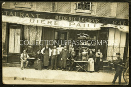 GRAVILLE ( LE HAVRE ) - MEDERIC LECOEUR - RESTAURANT CAFE DEBIT DE TABAC - FAMILLE LECOEUR , CLIENTS ET CHARRETTE A BRAS - Graville