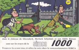 AUTO - VOITURE - SIMCA 1000 - BUVARD PUBLICITAIRE EN COULEUR & EN TBE DE 20 Cm X 13 CM Herlock Sholmès - Auto's