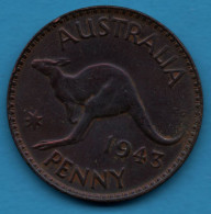 AUSTRALIA 1 PENNY 1943 Melbourne Mint  KM# 36 George VI ANIMAL Kangaroo - Penny