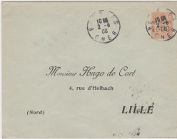 Entier Mouchon 15c Orange S/ Vert Taxe Réduite 0,10 Papier Vert 112X147 Enveloppe Privée Repiquage Hugo De Cort Lille - Buste Ristampe (ante 1955)