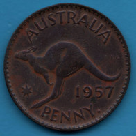 AUSTRALIA 1 PENNY 1957 .  Perth Mint  KM# 56 QEII ANIMAL Kangaroo - Penny