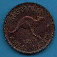 AUSTRALIA 1/2 PENNY 1948 Melbourne Mint  KM# 41 George VI ANIMAL Kangaroo - ½ Penny