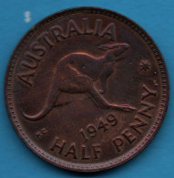 AUSTRALIA 1/2 PENNY 1949 •  Perth Mint  KM# 42 George VI ANIMAL Kangaroo - ½ Penny