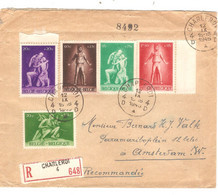 PM150/ TP 702-703-704-706-707 Surtaxe S/L.recommandée Obl. Charleroi 12/9/1945 > Hollande Amsterdam - Lettres & Documents
