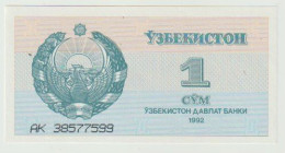 Banknote Uzbekistan 1 Sum 1992 UNC - Uzbekistan