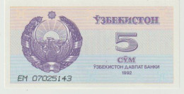 Banknote Uzbekistan 5 Sum 1992 UNC - Uzbekistan