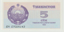 Banknote Uzbekistan 5 Sum 1992 UNC - Ouzbékistan