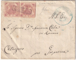 1859 19 Set 2+2 Gr. "scontornati Ad Ottagono" Sass 7c Su Lettera Da Monopoli  X Sasparina Rara - Neapel