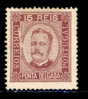 ! ! Ponta Delgada - 1892 D. Carlos 15 R (Perf. 13 1/2) - Af. 03 - No Gum - Ponta Delgada