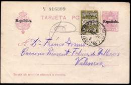 Barcelona - Edi O EP 61+Barna - Entero Postal Mat "Estafeta Sucursal N.º 1 - 19/10/31 - 9 - Barcelona" - 1931-....