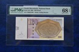 Banknotes North Macedonia 100 Denari (8.2005) PMG "Superb Gem Unc 68 EPQ"(Pick 16f) - North Macedonia