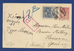 Greece To Geneve Post Card 1920 [ L.P ,12B] P. Ebner - MM Vienne 777 - Storia Postale