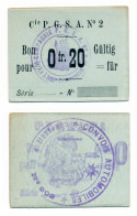 1914-1918 // P.O.W. // Bon De Prisonnier De Guerre // 202ème Compagnie // CONVOIS-AUTOMOBILES  // Bon De Vingt Centimes - Autres & Non Classés