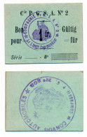 1914-1918 // P.O.W. // Bon De Prisonnier De Guerre // 202ème Compagnie // CONVOIS-AUTOMOBILES  // Bon De Un Franc - Otros & Sin Clasificación
