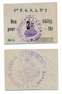 1914-1918 // P.O.W. // Bon De Prisonnier De Guerre // 202ème Compagnie // CONVOIS-AUTOMOBILES  // Bon De Deux Francs - Otros & Sin Clasificación