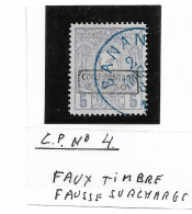 Congo Belge CP N° 4 Faux Timbre - Fausse Surcharge - Spoorwegzegels