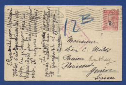 Greece To Geneve Post Card 1920 [ L.P ,12B] - Brieven En Documenten
