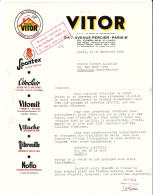 Lettre Commerciale De Paris (75) Pour Bressuire (79) - 30 Novembre 1950 - Produits Vitor - Hygiène Et Confort - Spontex - Droguerie & Parfumerie