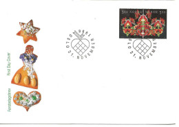 Norway Norge 1996  Christmas: Embroidery Of A National Traditional Costume From East Telemark  1228 - 1229  FDC - Brieven En Documenten