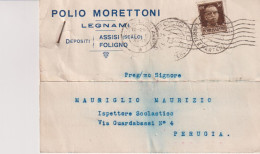 FOLIGNO  PERUGIA  TESTATINA PUBBLICITA'  1934 LEGNAMI POLIO MORETTONI - Foligno