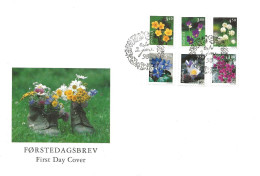 Norway Norge 1998 : Native Plants,  Marsh-marigold, Pansy , White Clover, Liverwort, Pasque Flower, Off- 1269- 1274  FDC - Briefe U. Dokumente