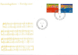 Norway Norge 1998 Christmas, Rst Notes Of The Christmas Song "Silent Night, Holy Night" And  "How Wonderful Is The FDC - Briefe U. Dokumente