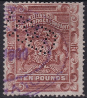 Rhodesia 1892 Sc 19 SG 13 Used Revenue Cancel & Perfin - Rhodésie Du Nord (...-1963)