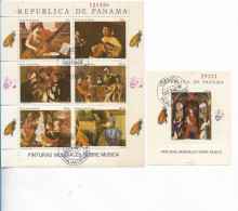 PANAMA 1968 MUSIC AND PAINTING ART MINISHEET + SOUVENIR SHEET SCOTT 488/88A USED - Panama