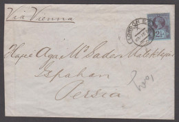 1889 Envelope From London To PERSIA With 1887-92 2 1/2d Jubilee Tied By London Hooded Circle, Scarce Destination - Storia Postale