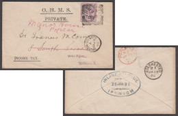 1895 OHMS Envelope From Ipswich To Walton On Naze, With I.R. Official 1881 1d Lilac Tied By Ipswich Squared Circle - Servizio