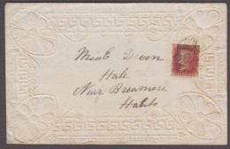 1870ca. Embossed Valentines Envelope With 1858-79 1d Red Pl.202 Tied By "304" Numeral Of Fordingbridge, Sent Locally - Brieven En Documenten