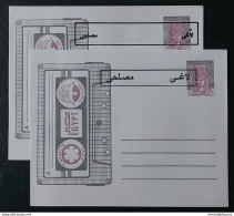 Egypt  2 Stationary Envelopes  Cassette Post  3.5  Pound Gray  Unused  Wide And Small Size Cancelation - Lettres & Documents