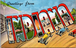 Greetings From Indianapolis Indiana Large Letter Linen - Souvenir De...
